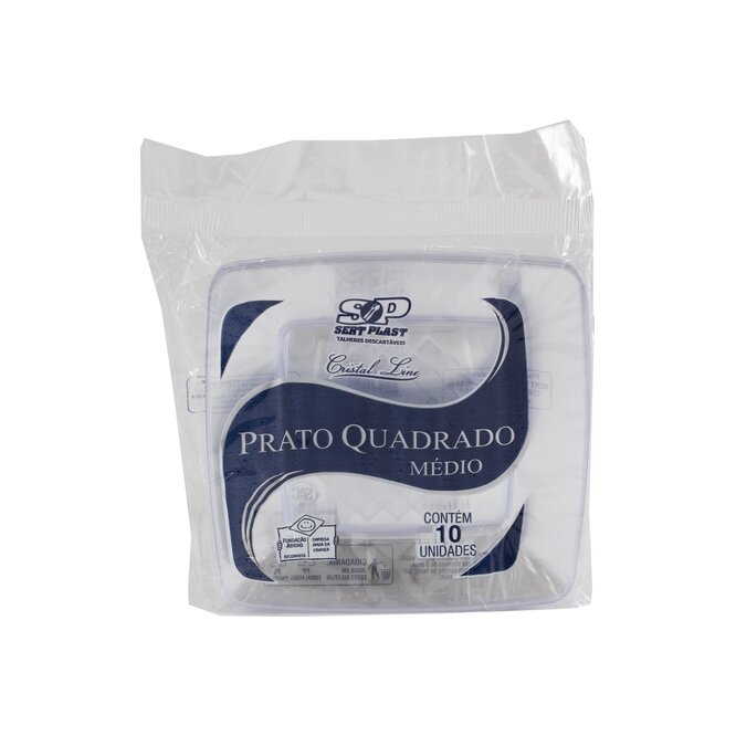 Plato transparente cuadrado Corinter 10 unidades