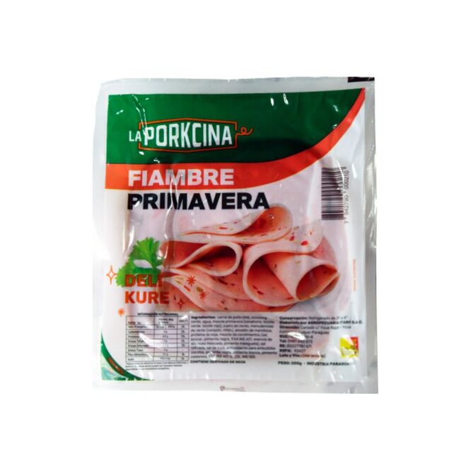 Fiambre primavera envasado al vacío La Porkcina 200 Gramos