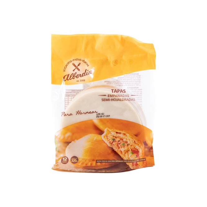 Disco para empanadas al horno mediano semi hojaldrada Alberdin 320 gramos