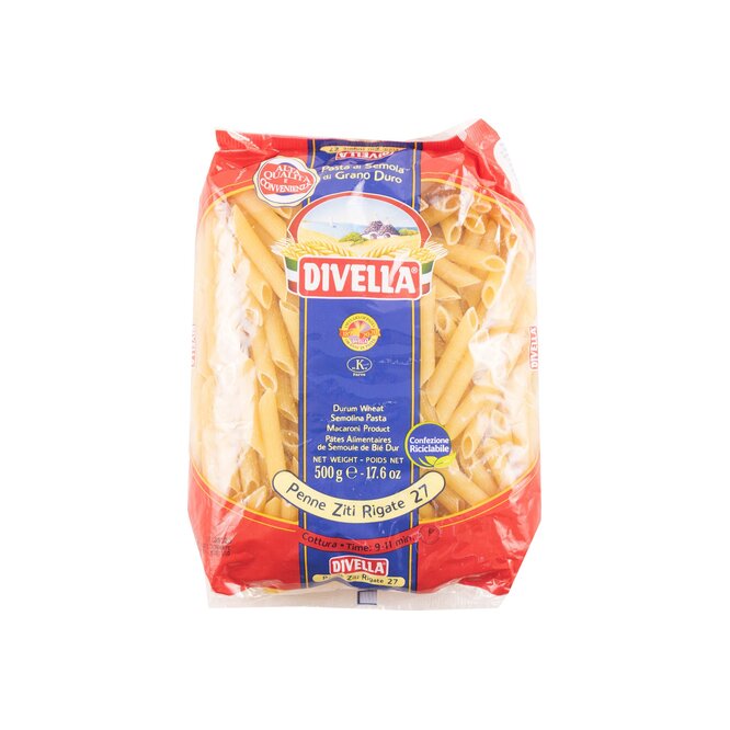 Fideos penne ziti rigate Divella 500 gramos