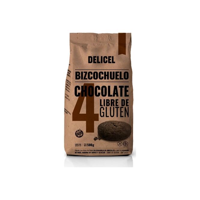 Premezcla para Bizcochuelo De chocolate sin gluten Delicel 500 gramos