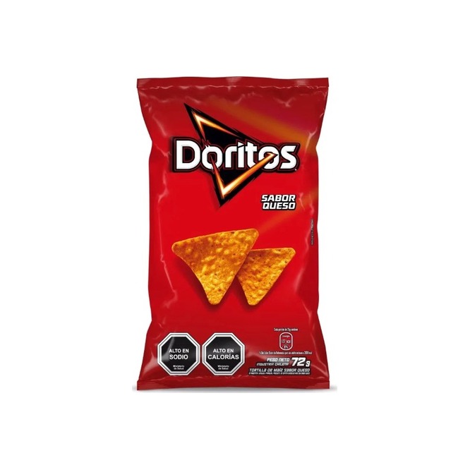 Snack salado de Tortilla de Maíz Sabor Queso en paquetes Doritos 72 gramos