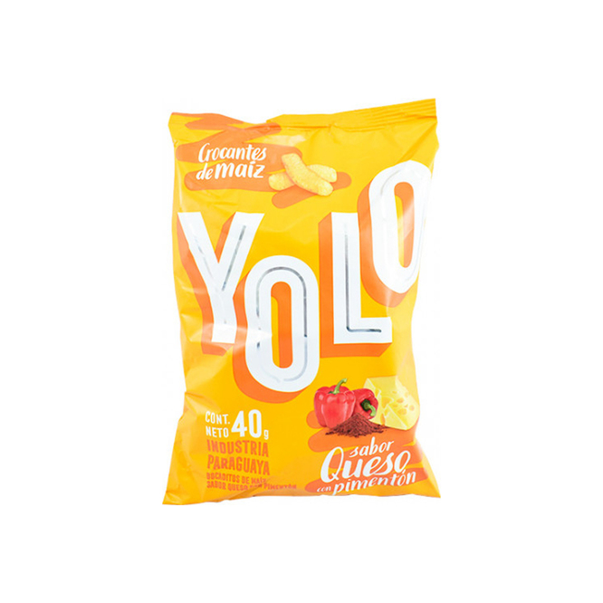 Bocaditos de maíz sabor a queso con pimentón en paquete Yolo 40 Gramos