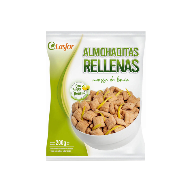 Snacks dulce almohaditas limón en paquete Lasfor 200 gramos