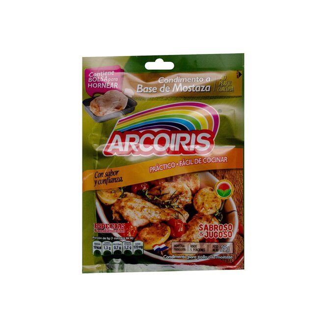 Condimento a base de mostaza para pollo paquete Arcoíris 25 gramos