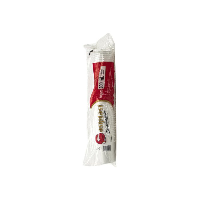 Vaso blanco de 200 ml Asiplast 50 unidades