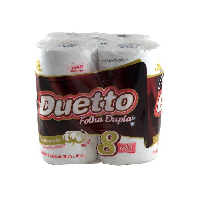 Papel Higiénico Perfumado Cubo de 30 metros Duetto 8 unidades