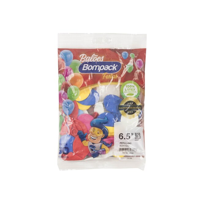Globos pera liso colores surtidos 6.5 bompack paquete Bompack 30 unidades