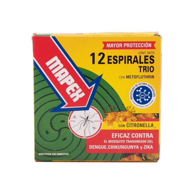 Espirales trio con citronella en caja Mapex 12 unidades