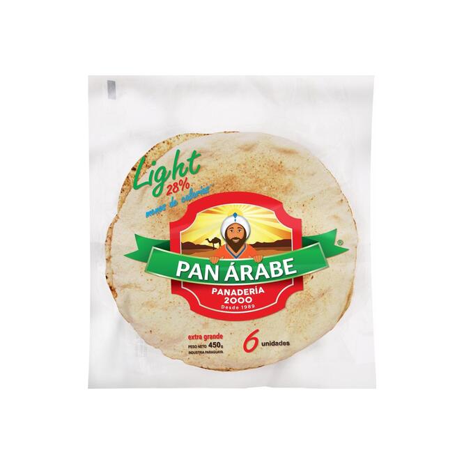 Pan arabe light extra grande Panaderia 2000 6 unidades