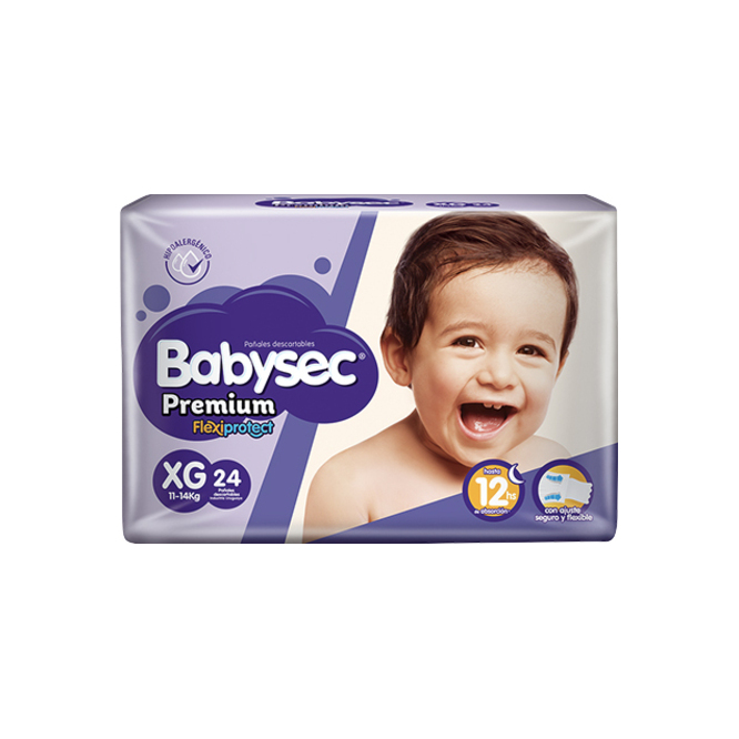 Pañales premium desechables xg Babysec 24 unidades