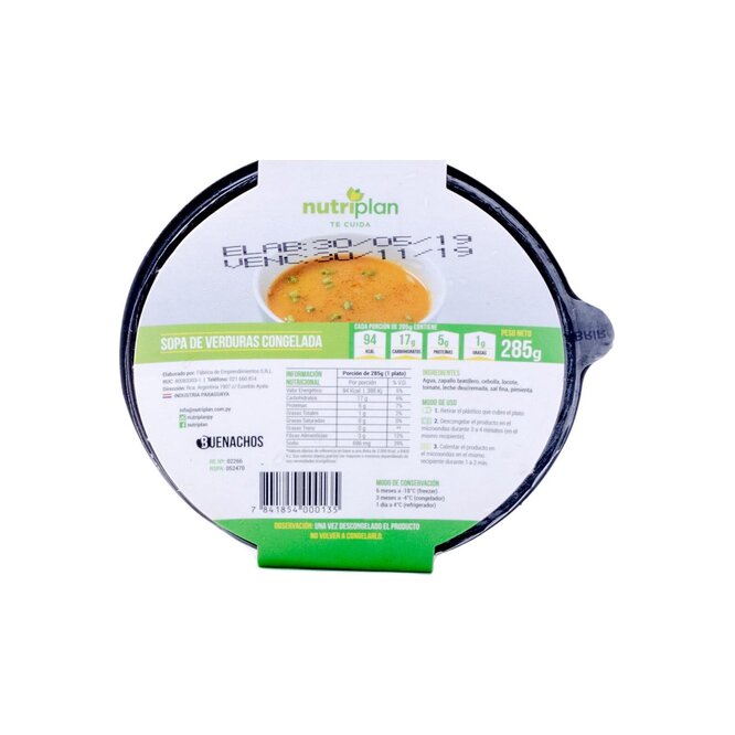 SOPA DE VERDURAS 285GR NUTRIPLAN BJA