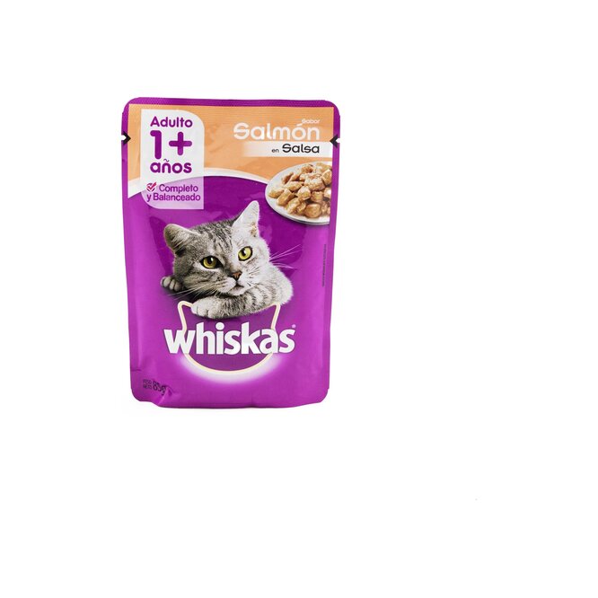 Alimento para gato sabor salmón en sachet Whiskas 85 gramos