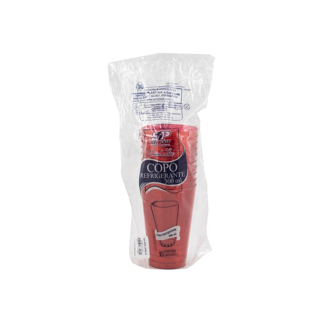 Vaso de Plástico rojo 300 ml Corinter 10 unidades
