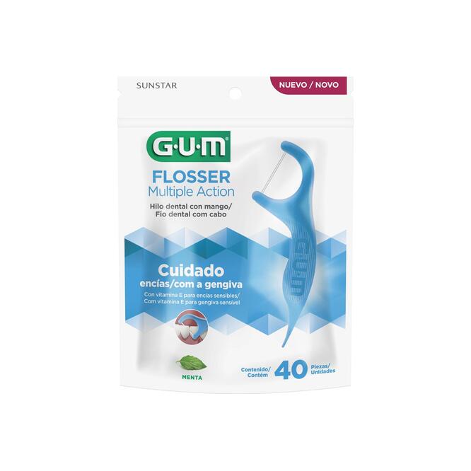 Hilo dental con mango con vitamina E y flúor GUM por unidad