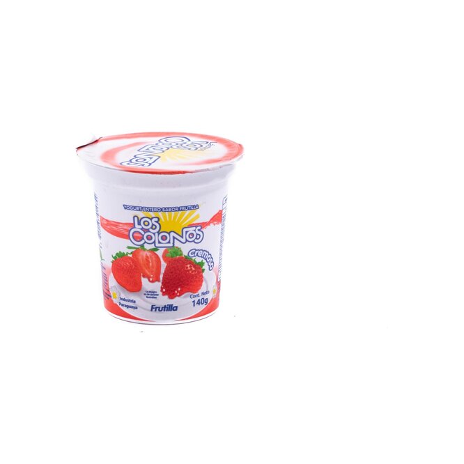 Yogurt entero sabor frutilla pote Los Colonos 140 ml