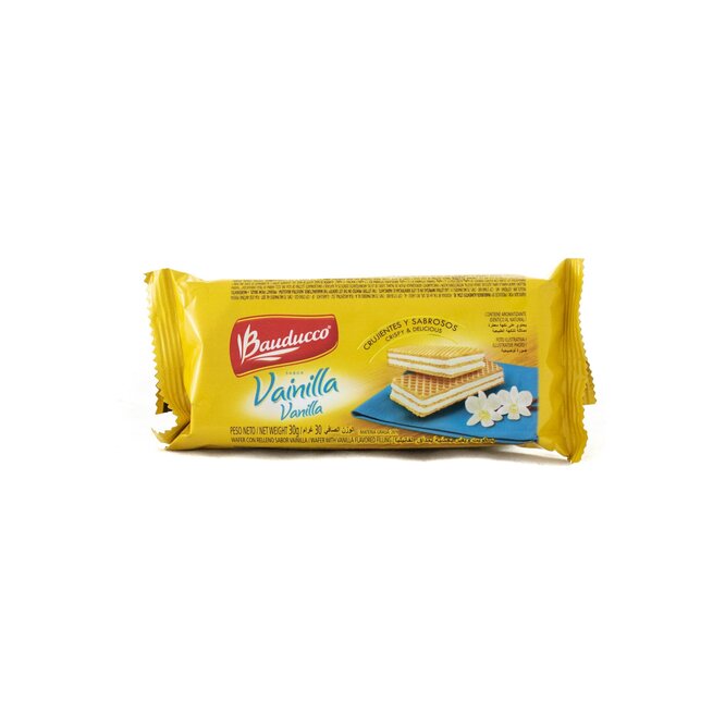 Galletitas wafer vainilla Bauducco 30 gramos