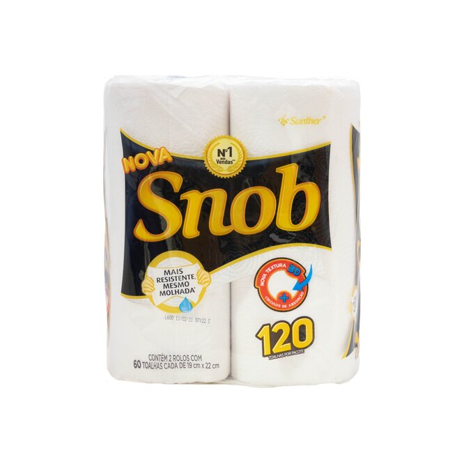 TOALLA D/PAPEL SNOB 2 ROLLOS 60UN