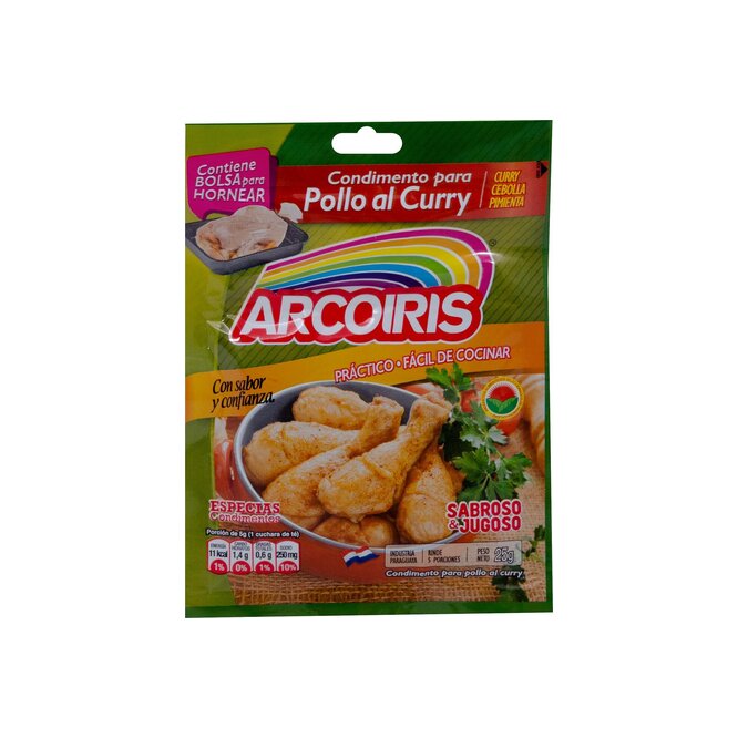 Condimento para pollo al curry paquete Arcoíris 25 gramos