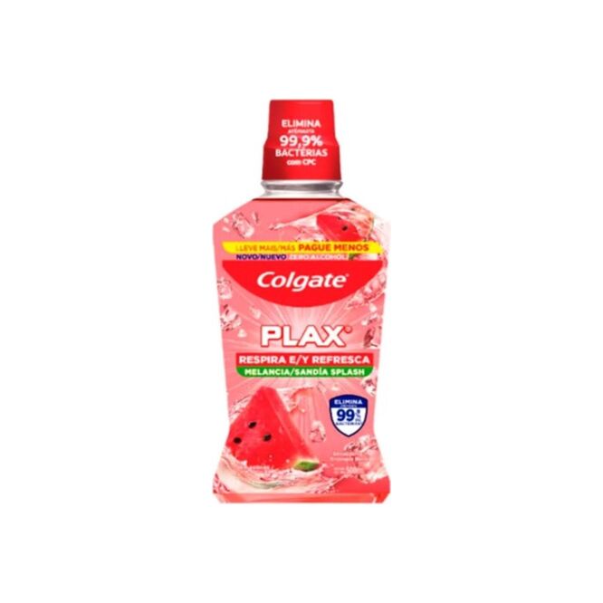 Enjuague bucal Plax sin alcohol sabor sandía botella Colgate 500 ml