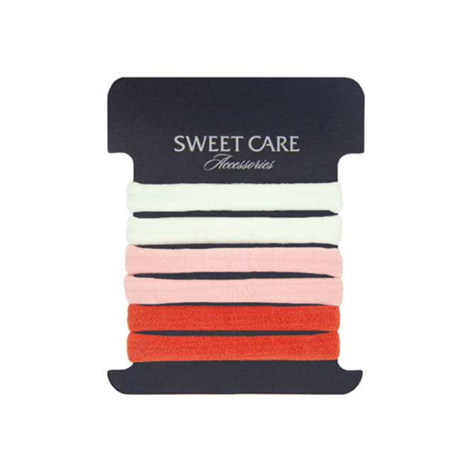Gomas para cabello gruesa tonos naranja paquete Sweet Care 6 unidades
