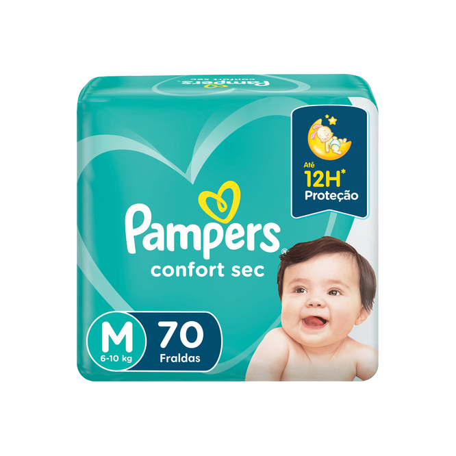 Pañales tamaño mediano confort sec Pampers 70 Unidades