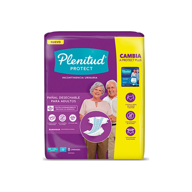 Pañales desechables para Adultos tamaño G Plenitud 8 unidades