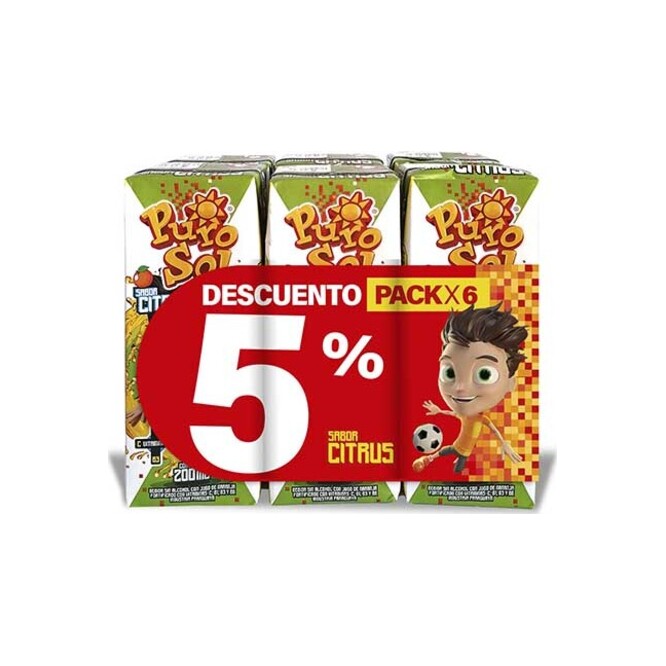 Jugo sabor citrus pack 6 unidades Purosol 200 ml