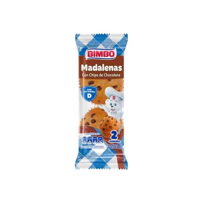 Magdalenas con chips de chocolate en paquete Bimbo 2 unidades