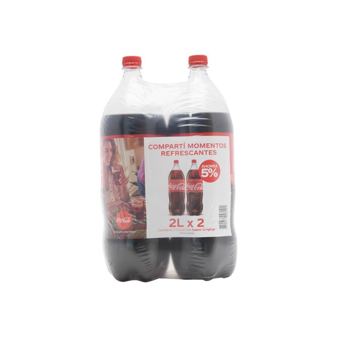 Gaseosa descartable pack 2 unidades Coca Cola 2 litros
