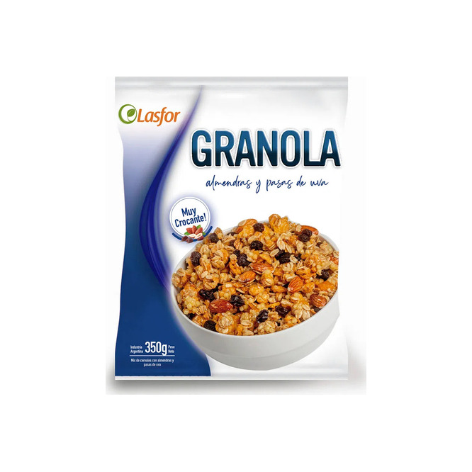 Granola de Almendras y Pasas en paquete Lasfor 350 gramos