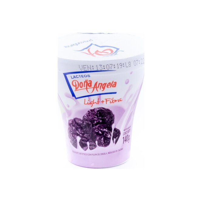Yogurt light fibra ciruela pote Doña angela 140 ml