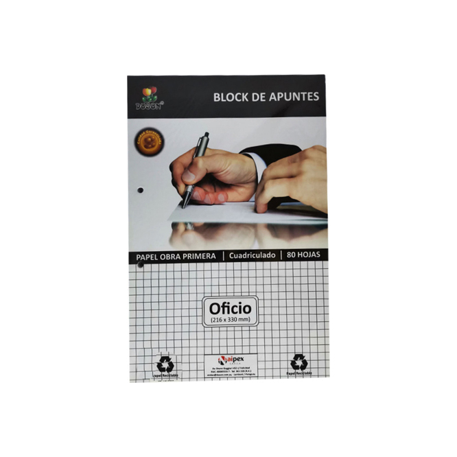 Hoja de papel Obra primera oficio cuadriculada 80 Hojas