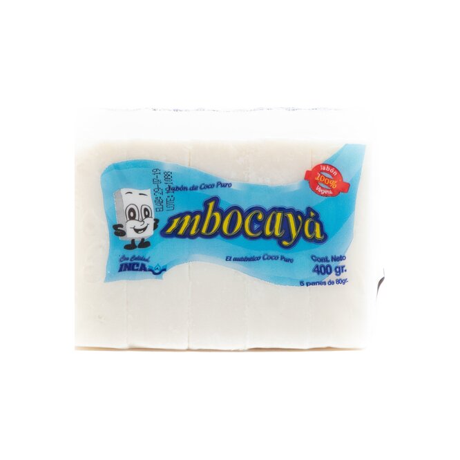 Jabón en pan de coco puro pack 5 unidades Mbocayá 80 gramos