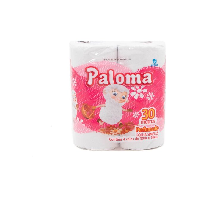 Papel Higiénico Perfumado Rosado de 30 metros Paloma 4 unidades