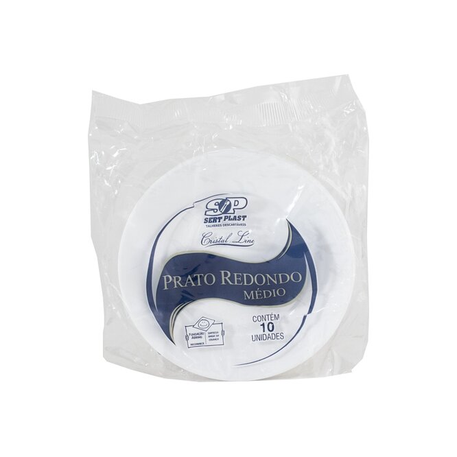Plato desechable blanco 15 cm redondo paquete Sertplast 10 unidades