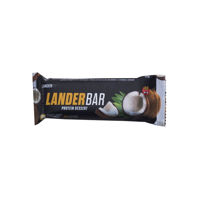 Barra a base de proteínas sabor coco Lander bar 45 gramos