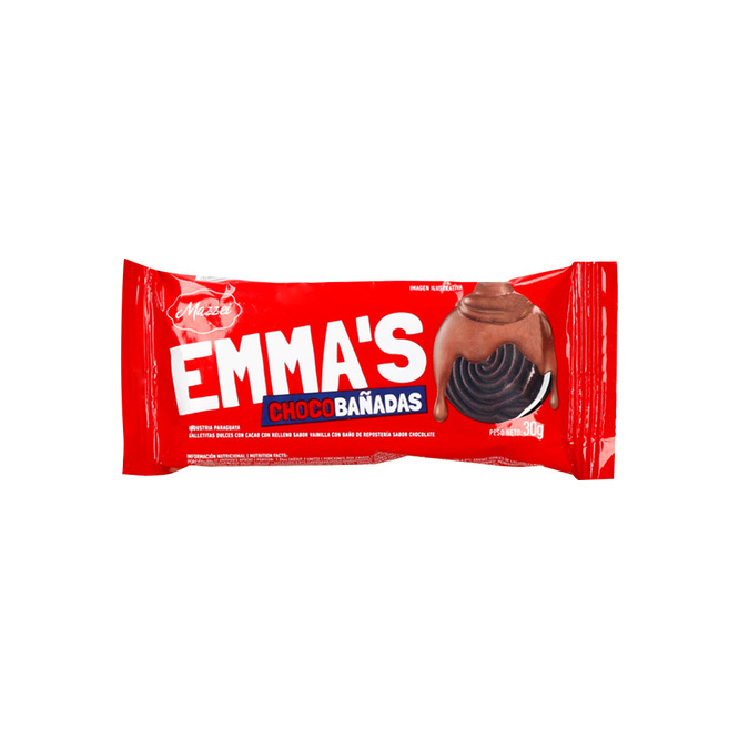 Galletitas Rellenas de Vainilla y choco bañadas Emmas Mazzei 30 gramos