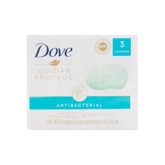 Jabón de tocador humectante antibacteriano 90 gramos Dove 3 unidades