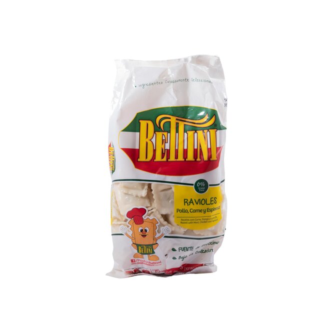 Ravioles de pollo, carne y espinaca Bettini 500 Gramos