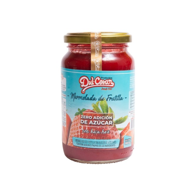 Mermelada sabor frutilla con kaa hee frasco Dulcesar 380 gramos