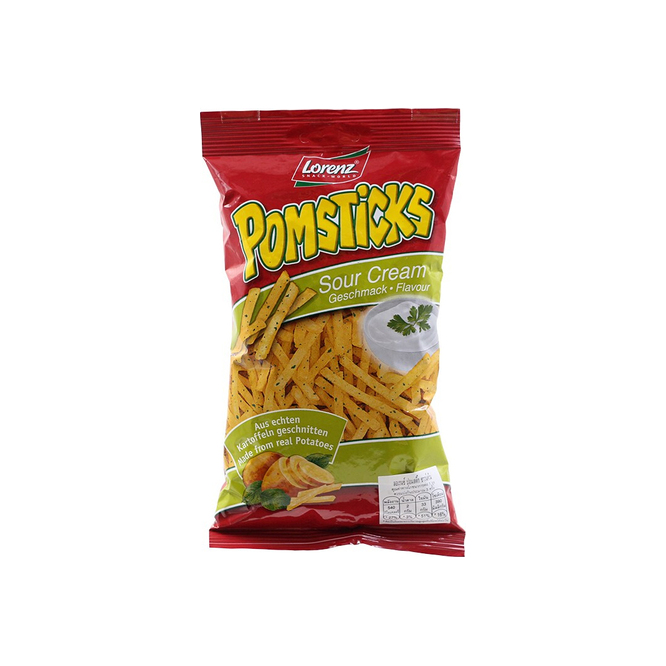 Papas pomsticks sabor crema acida Lorenz 100 gramos