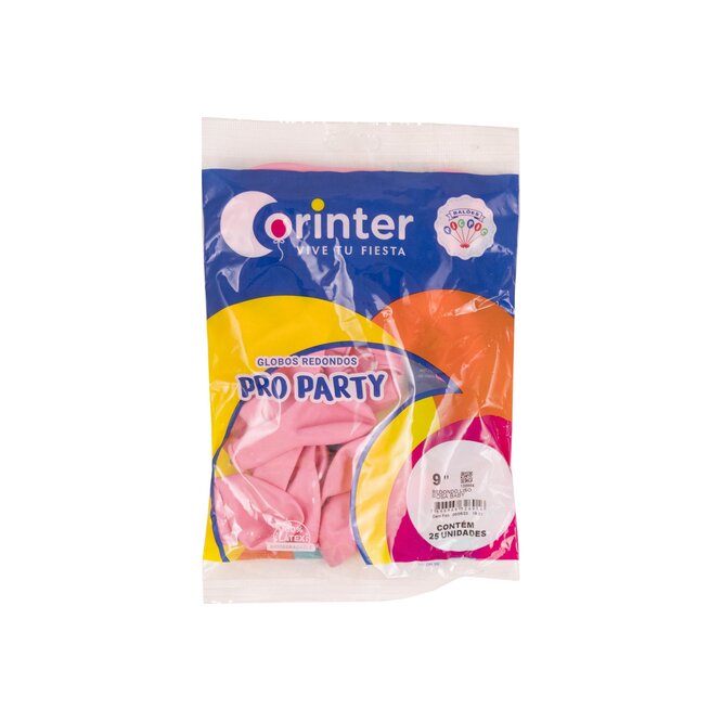 Globos color Rosa baby N° 9 Pro Party Corinter 25 unidades