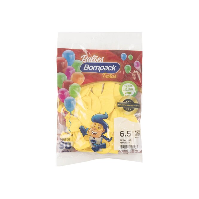 Globos liso amarillo N° 6,5 Bompack 30 unidades