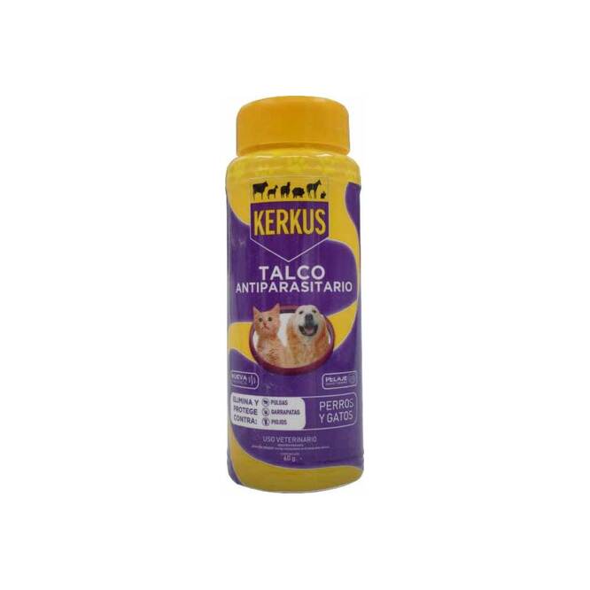 Talco pulguicida para mascotas Kerkus 60 gramos