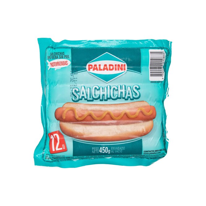 SALCHICAS PALADINI X 12 UN E/V