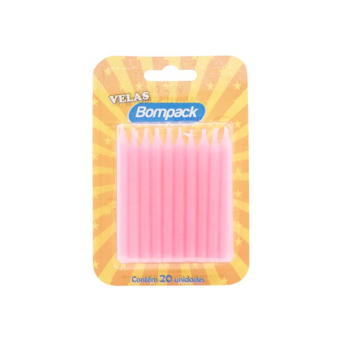 Velas Finas Color Rosa Bompack 20 unidades