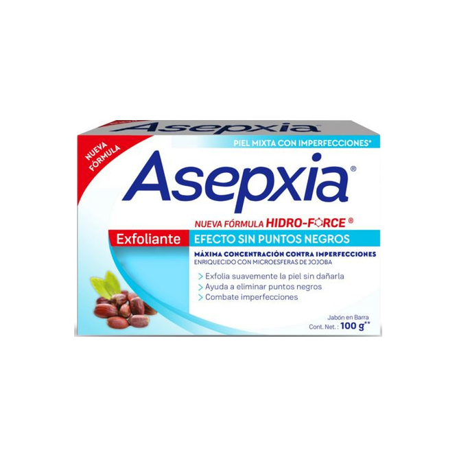 Jabón exfoliante facial en caja Asepxia 100 gramos