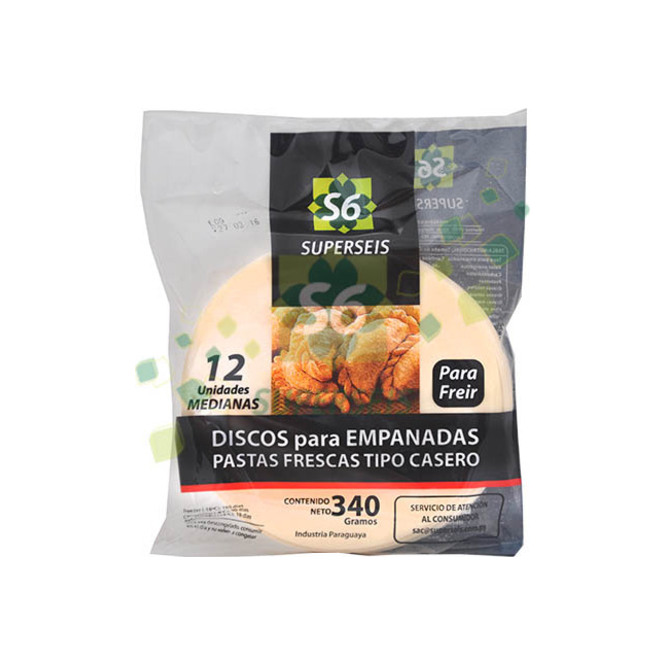 Discos para empanadas frescos para freír mediados Superseis 12 unidades