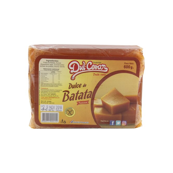 Dulce sabor batata barra Dulcesar 200 gramos